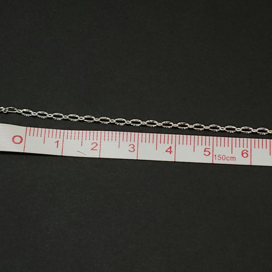 925 Sterling Silver Patterned Oval Link Chain by the foot