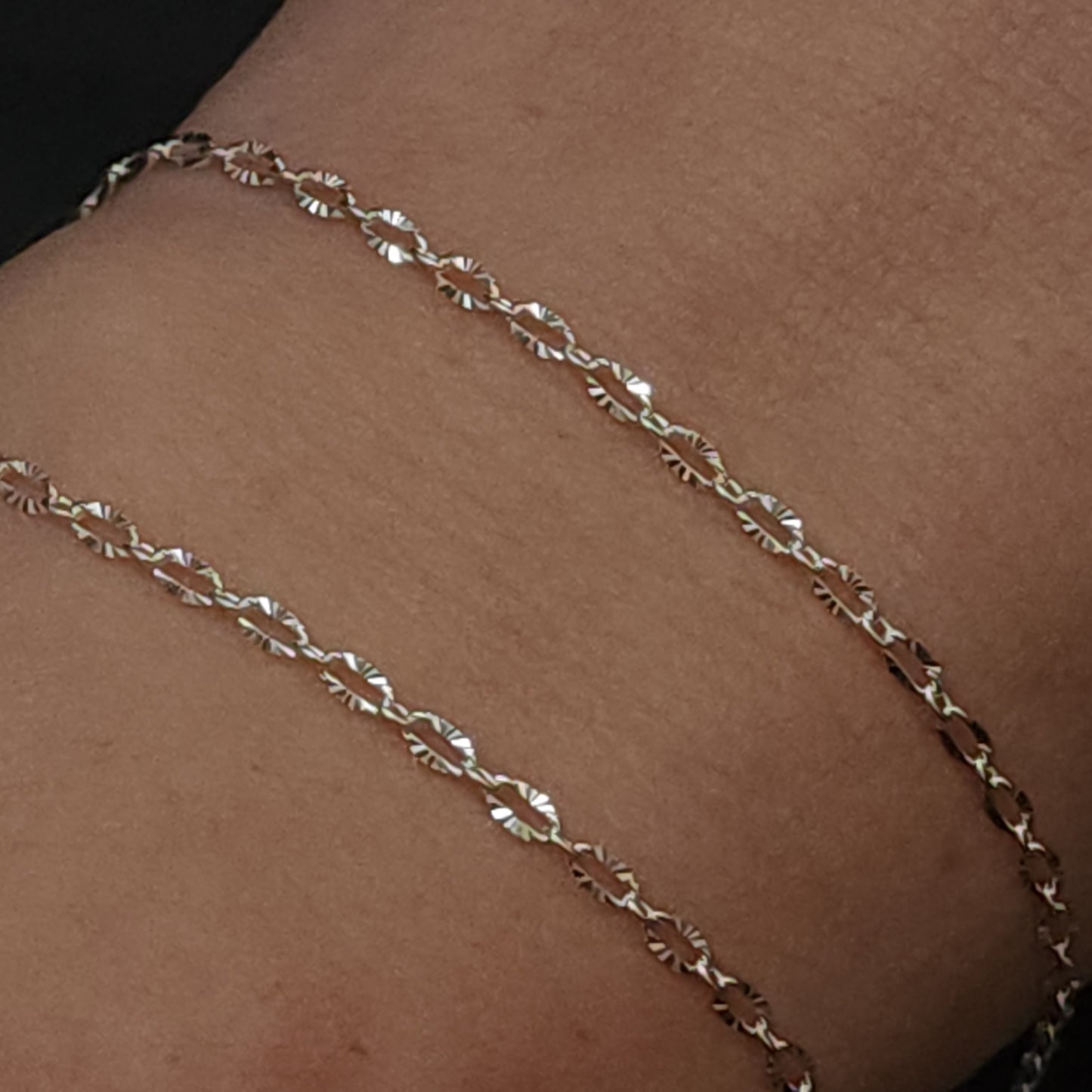 925 Sterling Silver Patterned Oval Link Chain by the foot