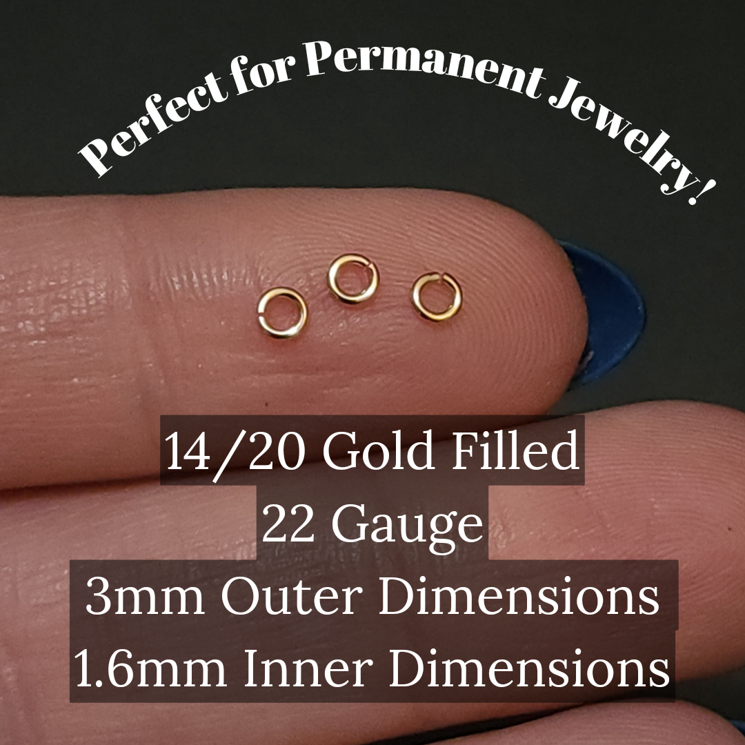 14/20 Gold Filled Open Jump Ring Round 22 Gauge Inside dimension 1.6-4.5 mm  USA