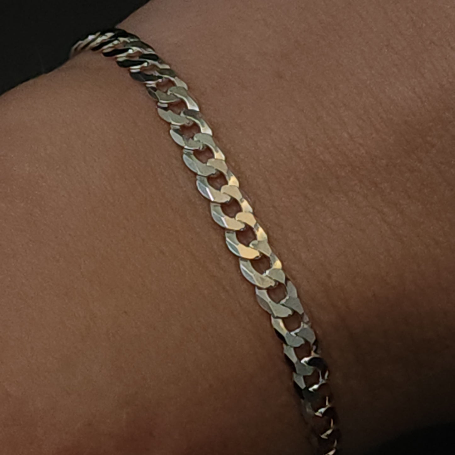 925 Sterling Silver Beveled Curb Chain by the foot